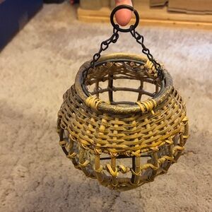 Woven Tan Hanging Basket for tea light candle